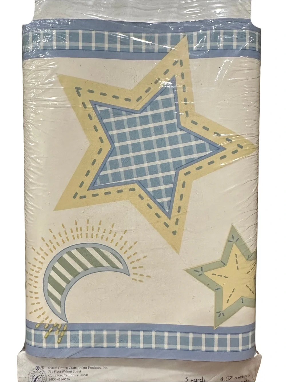 2 Packs Vintage NoJo Wall Border Celestial Baby Nursery Bathroom Decor Moon Star